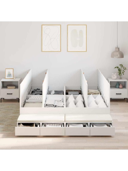 Gultas ar uzglabāšanas vietu balts 226.5 x 140 x 31.5 cm