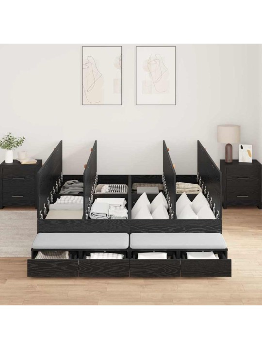 Gultas ar uzglabāšanas vietu melns ozols 226.5 x 135 x 31.5 cm
