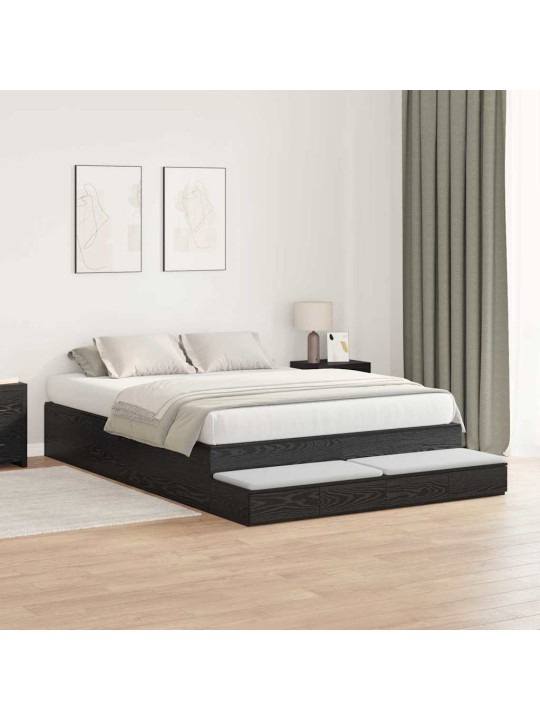 Gultas ar uzglabāšanas vietu melns ozols 226.5 x 135 x 31.5 cm