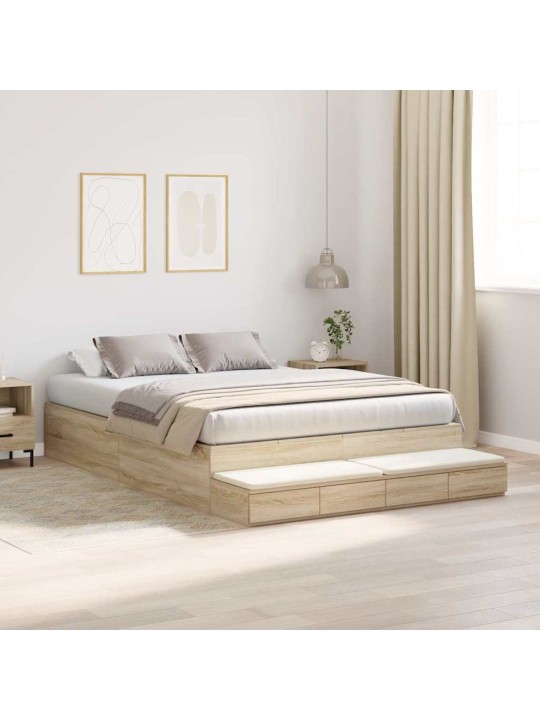 Gultas ar uzglabāšanas vietu sonoma ozols 226.5 x 135 x 31.5 cm