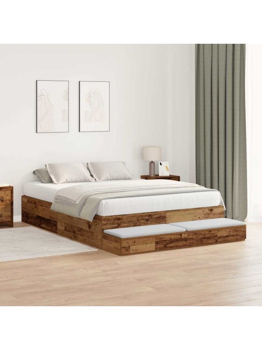 Gultas ar uzglabāšanas vietu vecs koks 226.5 x 135 x 31.5 cm