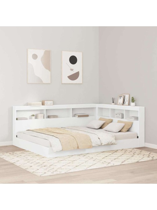 Gultas grāmatu plaukts balts 140 x 200 cm inženierijas koks