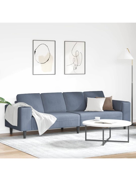 Auduma dīvāns ar spilvenu zila 208 cm korduroja audums