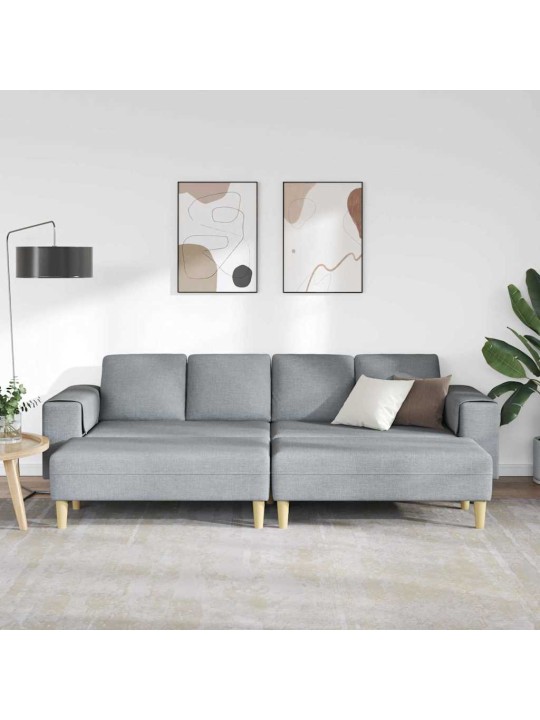 Dīvānu komplekts 3 pcs gaiši pelēka audums
