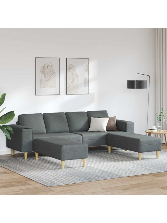 Dīvānu komplekts 3 pcs tumši pelēka audums