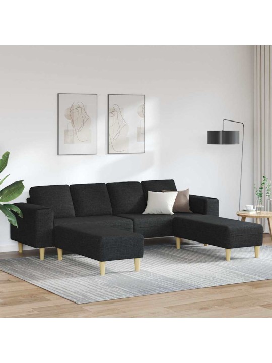 Dīvānu komplekts 3 pcs melna audums