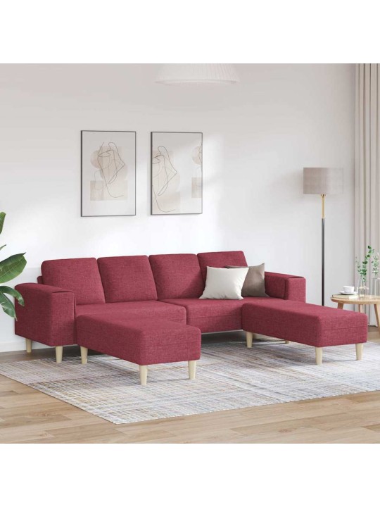 Dīvānu komplekts 3 pcs vīnsarkans audums