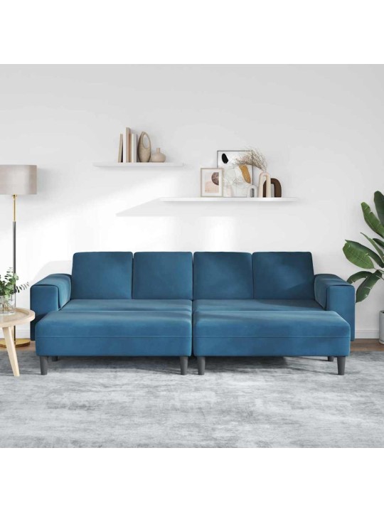 Dīvānu komplekts 3 pcs zila samts