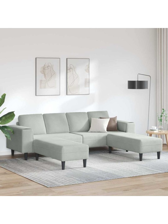Dīvānu komplekts 3 pcs gaiši pelēka samts