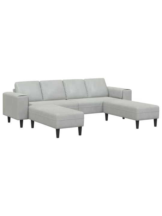 Dīvānu komplekts 3 pcs gaiši pelēka samts