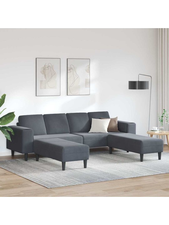 Dīvānu komplekts 3 pcs tumši pelēka samts