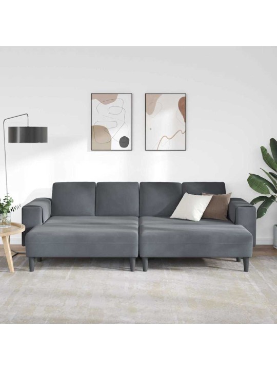Dīvānu komplekts 3 pcs tumši pelēka samts