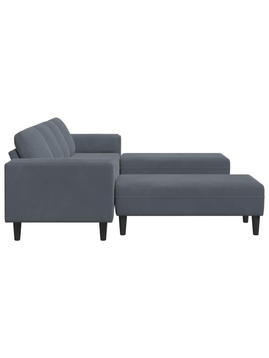 Dīvānu komplekts 3 pcs tumši pelēka samts