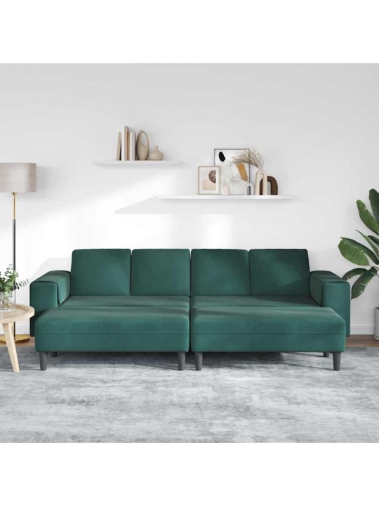 Dīvānu komplekts 3 pcs tumši zaļa samts