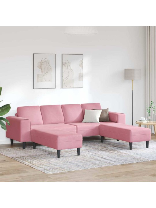 Dīvānu komplekts 3 pcs rozā samts