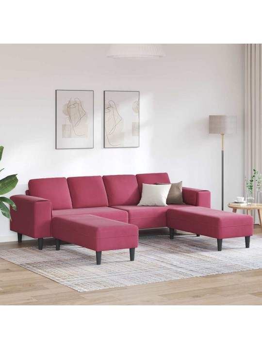 Dīvānu komplekts 3 pcs vīnsarkans samts