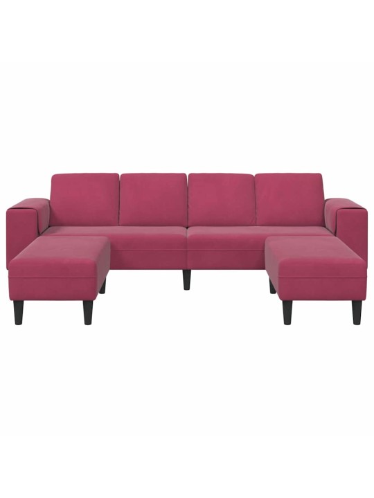 Dīvānu komplekts 3 pcs vīnsarkans samts