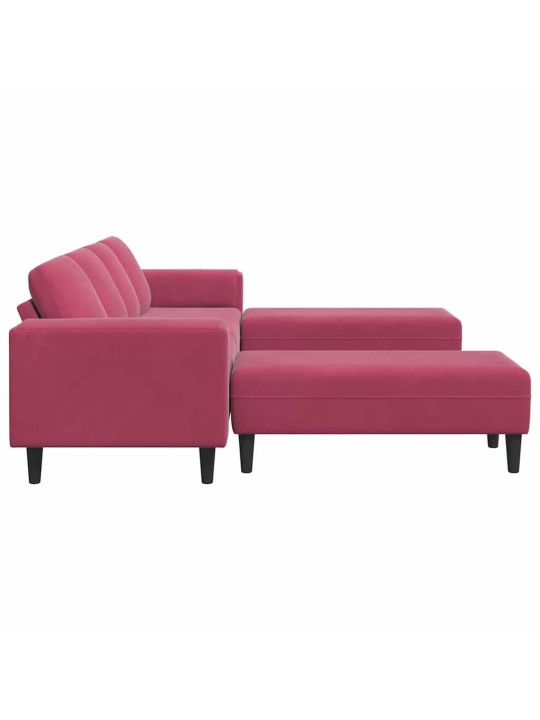 Dīvānu komplekts 3 pcs vīnsarkans samts