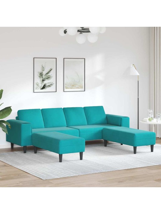 Dīvānu komplekts 3 pcs tirkīzzila samts