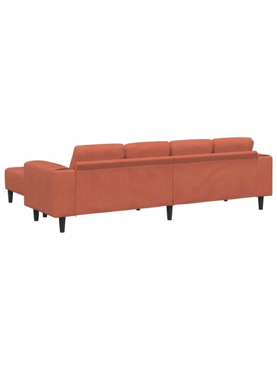Auduma dīvāns ar spilvenu sarkans oranžs 208 cm korduroja audums