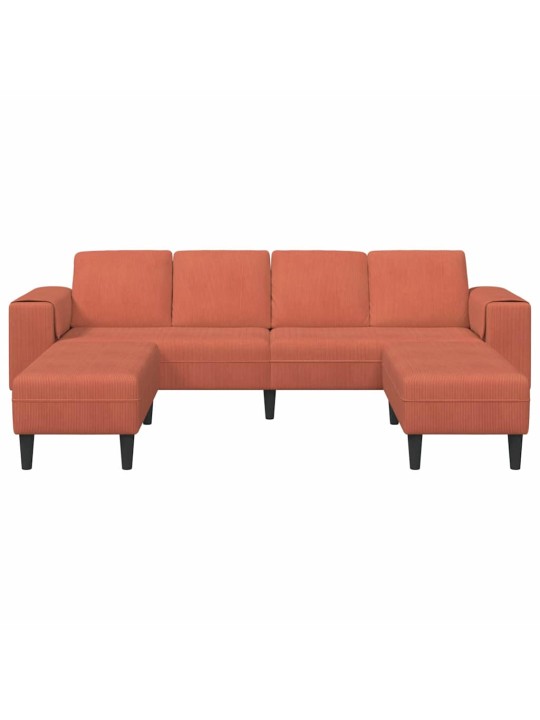 Auduma dīvāns ar spilvenu sarkans oranžs 208 cm korduroja audums