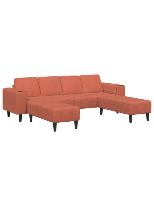 Auduma dīvāns ar spilvenu sarkans oranžs 208 cm korduroja audums