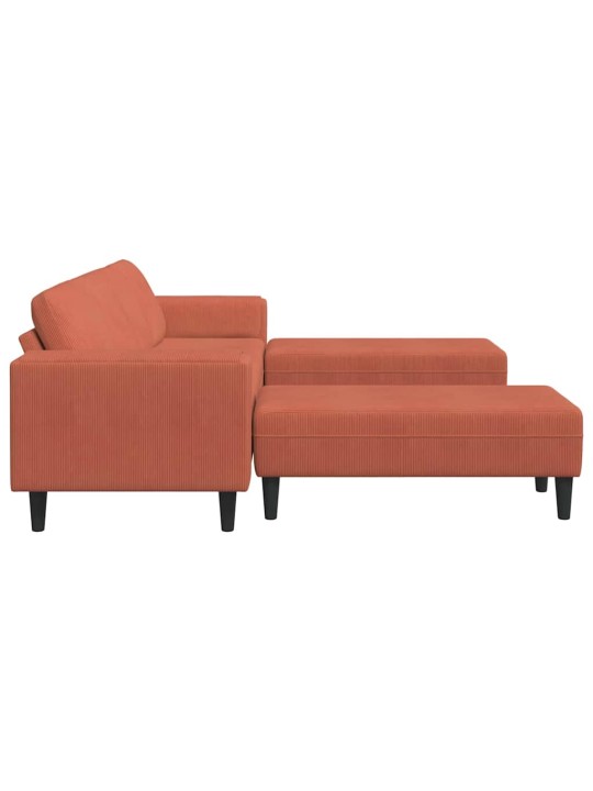 Auduma dīvāns ar spilvenu sarkans oranžs 208 cm korduroja audums