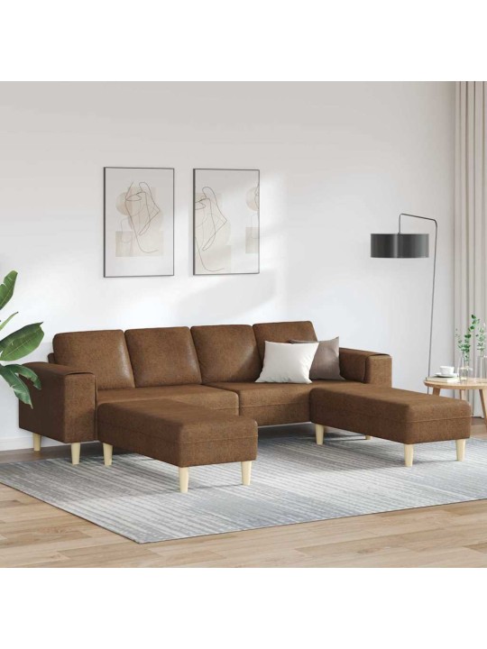 Dīvānu komplekts 3 pcs brūna mākslīga zamša āda