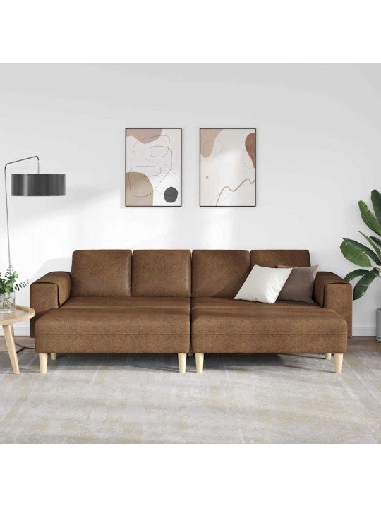 Dīvānu komplekts 3 pcs brūna mākslīga zamša āda