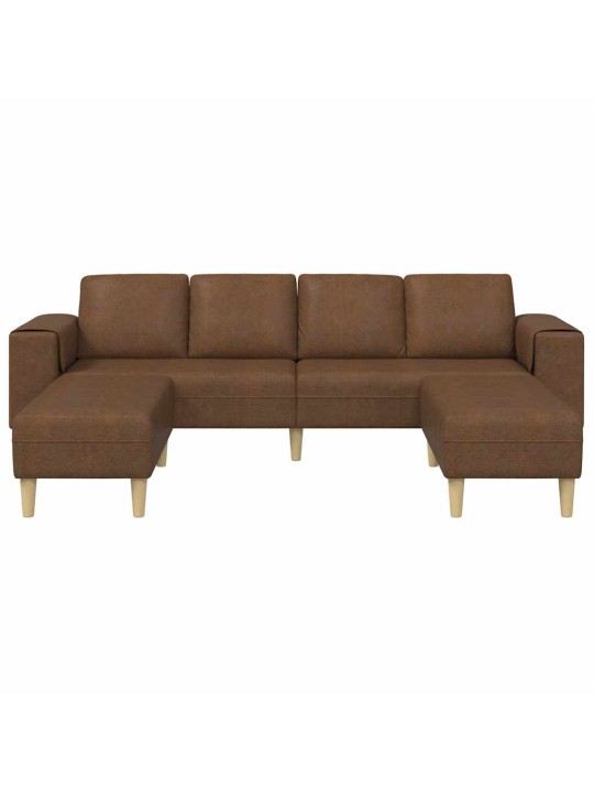 Dīvānu komplekts 3 pcs brūna mākslīga zamša āda