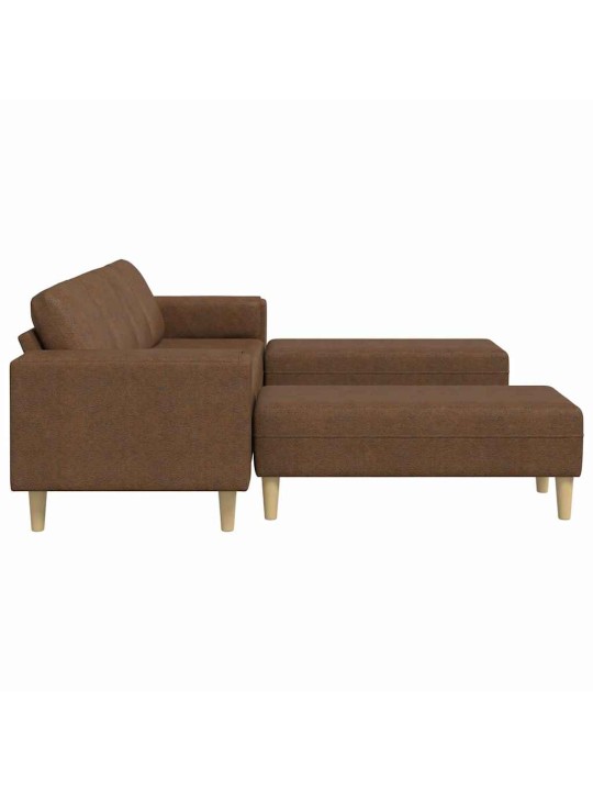 Dīvānu komplekts 3 pcs brūna mākslīga zamša āda