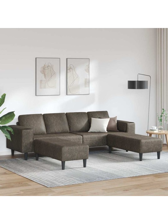 Dīvānu komplekts 3 pcs tumši pelēka mākslīga zamša āda