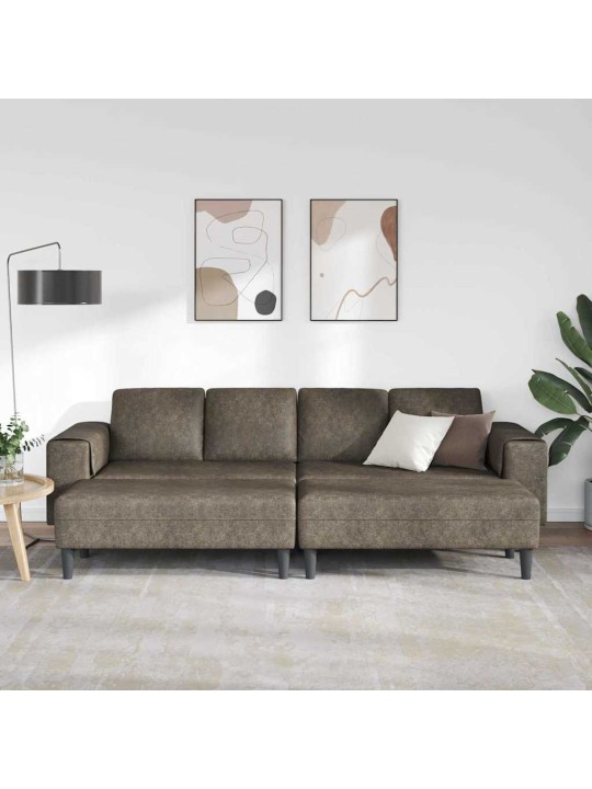 Dīvānu komplekts 3 pcs tumši pelēka mākslīga zamša āda
