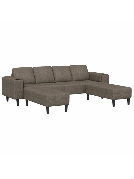 Dīvānu komplekts 3 pcs tumši pelēka mākslīga zamša āda