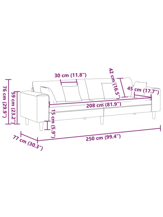 Auduma dīvāns ar spilvenu tumši pelēks 208 cm audums