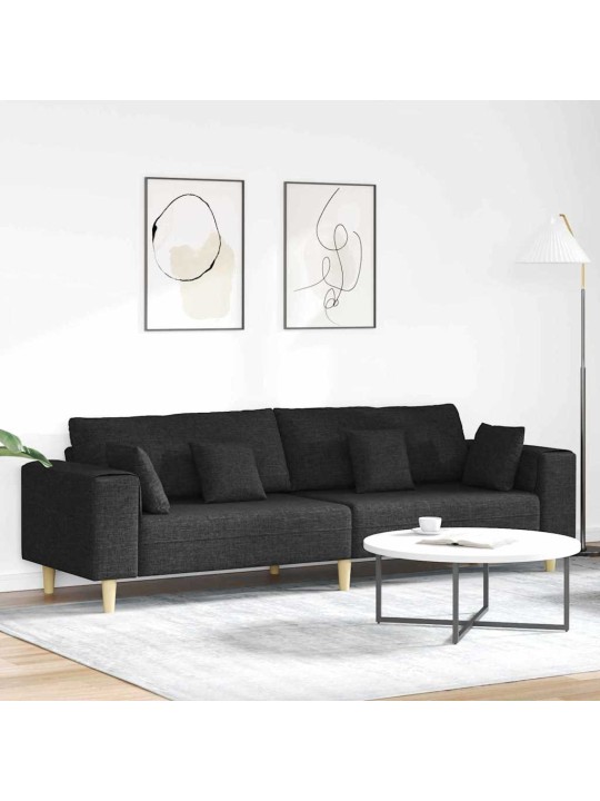 Auduma dīvāns ar spilvenu melna 208 cm audums