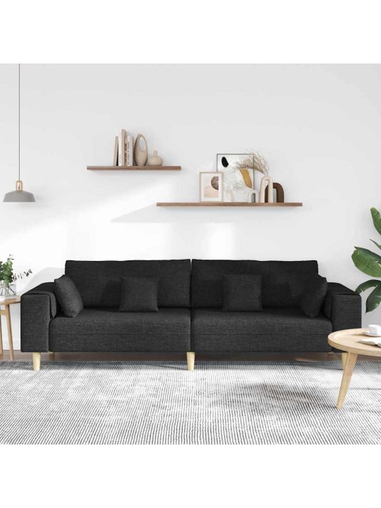 Auduma dīvāns ar spilvenu melna 208 cm audums