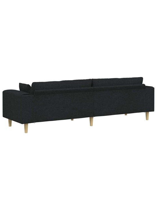 Auduma dīvāns ar spilvenu melna 208 cm audums