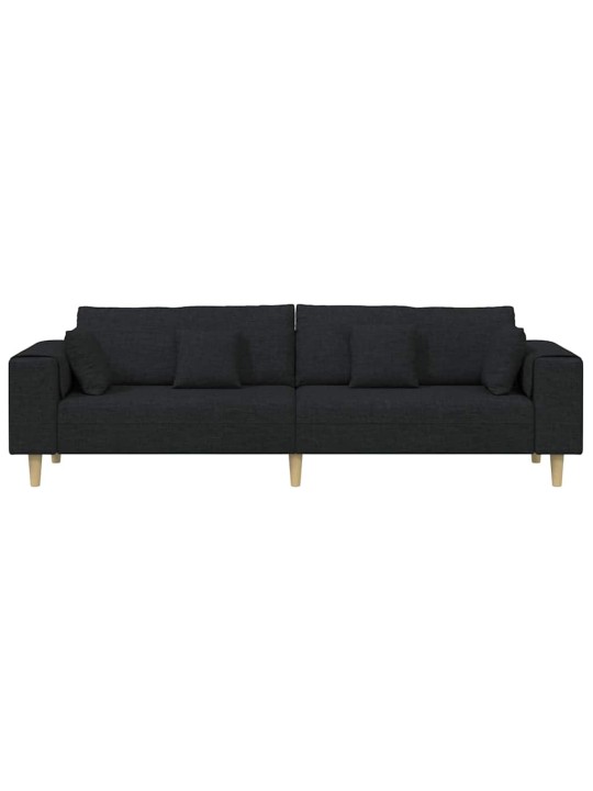 Auduma dīvāns ar spilvenu melna 208 cm audums