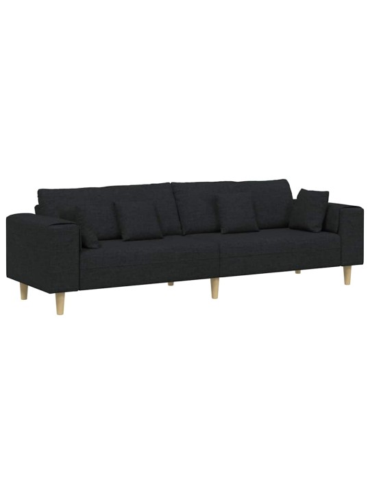 Auduma dīvāns ar spilvenu melna 208 cm audums