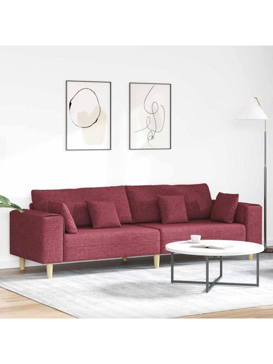 Auduma dīvāns ar spilvenu vīna sarkans 208 cm audums