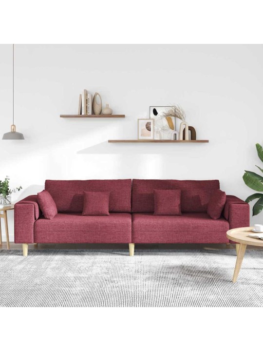 Auduma dīvāns ar spilvenu vīna sarkans 208 cm audums