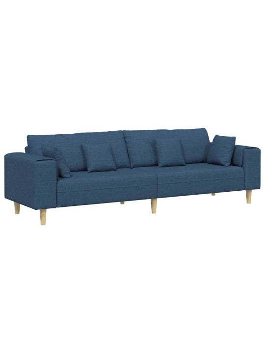Auduma dīvāns ar spilvenu zila 208 cm audums