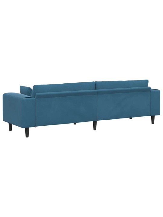Samta dīvāns ar spilvenu zila 208 cm samts