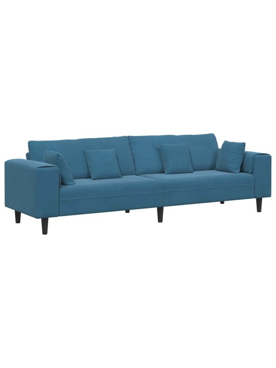 Samta dīvāns ar spilvenu zila 208 cm samts