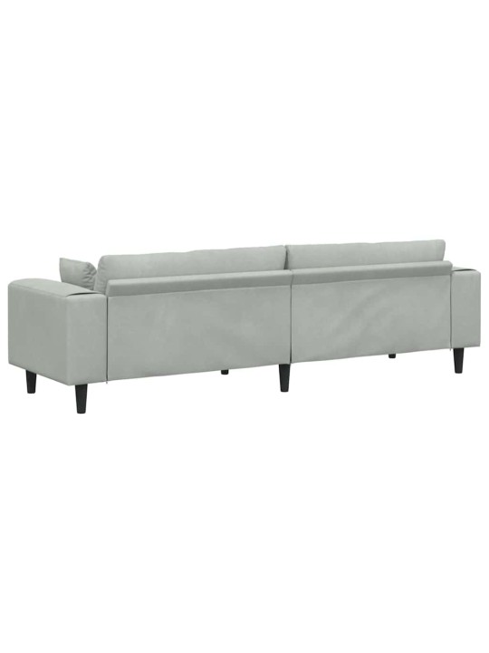 Samta dīvāns ar spilvenu gaiši pelēks 208 cm samts