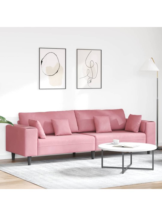 Samta dīvāns ar spilvenu rozā 209 cm samts
