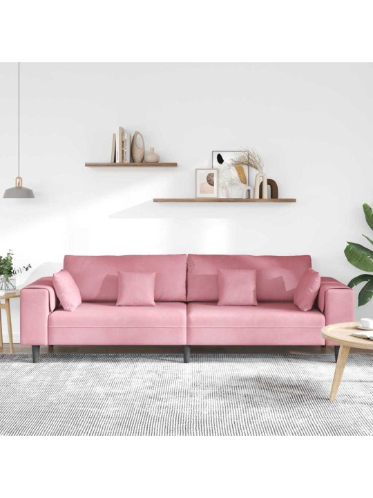 Samta dīvāns ar spilvenu rozā 209 cm samts