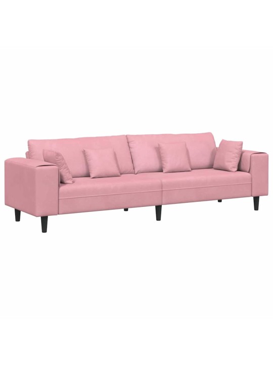 Samta dīvāns ar spilvenu rozā 209 cm samts
