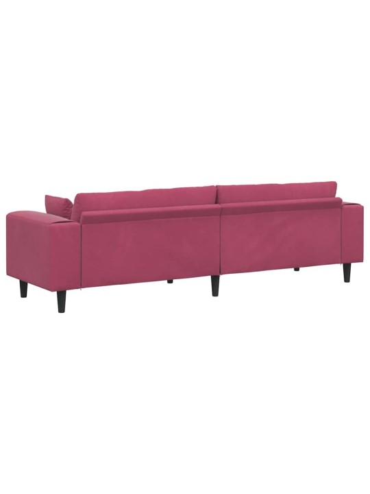Samta dīvāns ar spilvenu vīna sarkans 208 cm samts